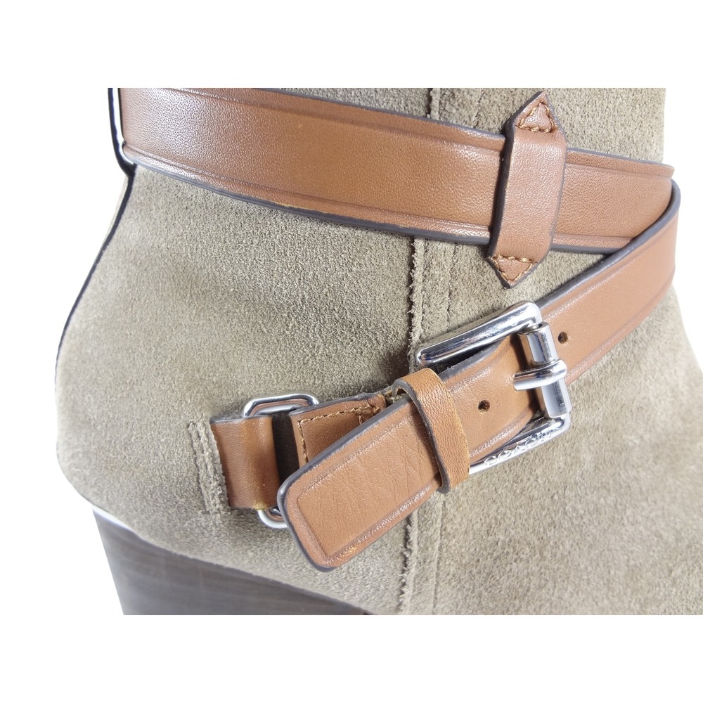 Coach Womens Tan Suede Leather Buckle Ankle Boots Size 11 B - Picture 6 of 11